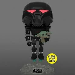 Funko Star Wars: The Mandalorian Dark Trooper W/Grogu Glow In The Dark Pop! Vinyl Figure Exclusive